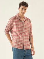 Ivory Pink Check Cotton Shirt