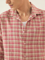 Ivory Pink Check Cotton Shirt
