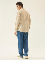 Men's Beige Checked Shirt