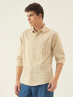 Men's Beige Checked Shirt