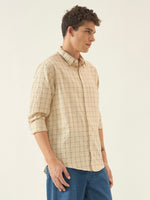 Men's Beige Checked Shirt