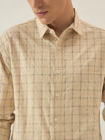 Men's Beige Checked Shirt