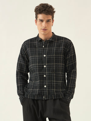 Black Check Cotton Shacket