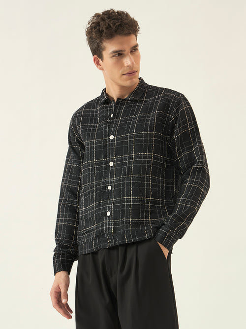 Black Check Cotton Shacket