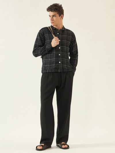 Black Check Cotton Shacket