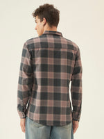 The Dusk Men’s Full Sleeve Checkered Linen-Feel Cotton Shirt – Regular Fit