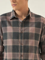 The Dusk Men’s Full Sleeve Checkered Linen-Feel Cotton Shirt – Regular Fit