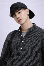 Textured Black Short Kurta