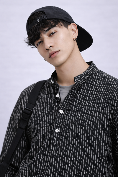 Textured Black Short Kurta
