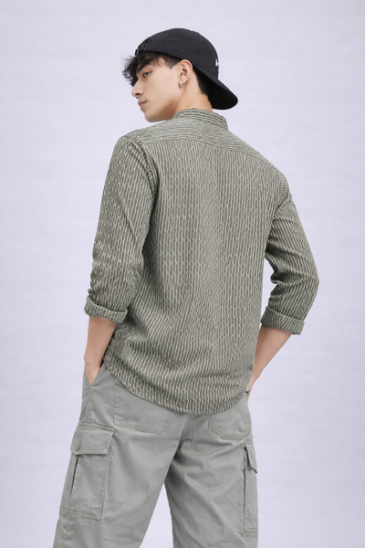 Textured Bottle Green Short Kurta