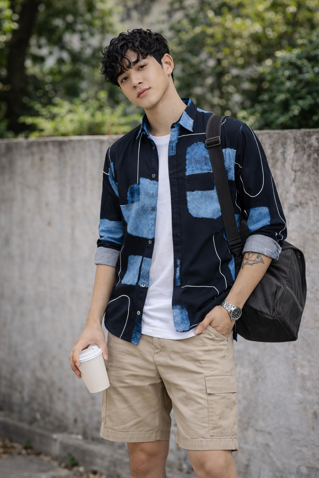 Men’s Satin Cotton Printed Full Sleeve Shirt – Regular Fit