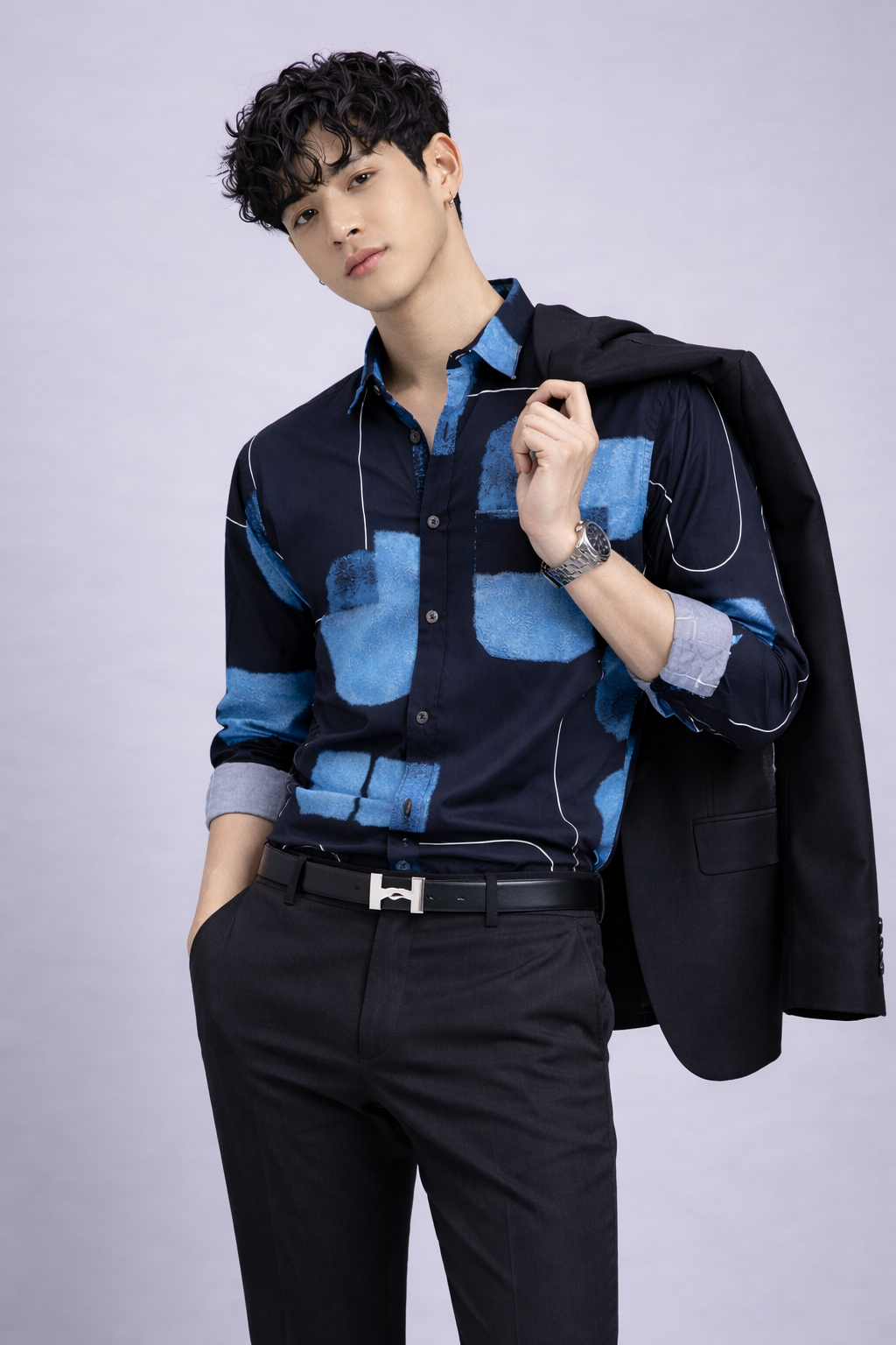 Men’s Satin Cotton Printed Full Sleeve Shirt – Regular Fit
