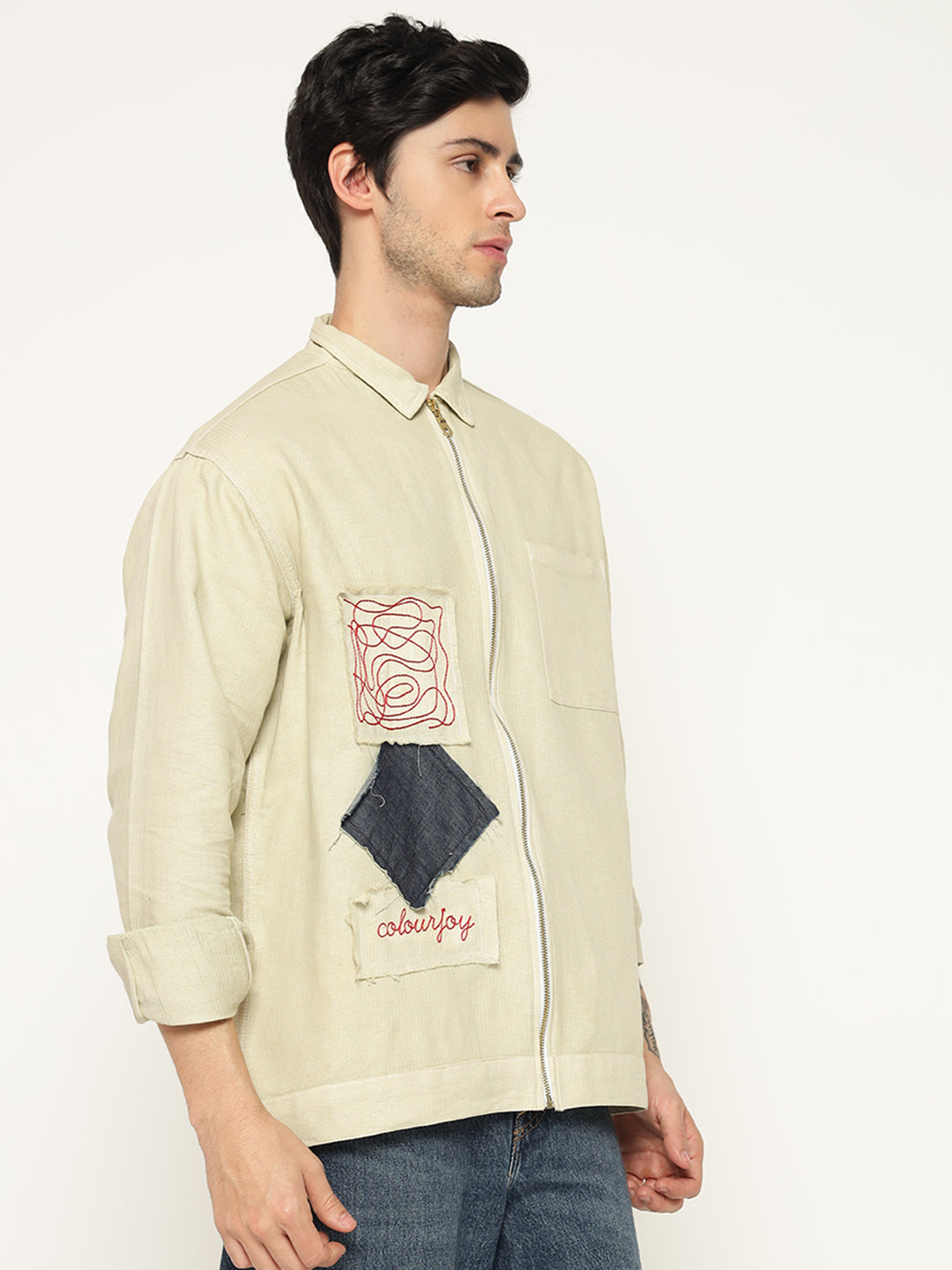 REBELAW Dyed Patchwork Oversized Cotton Jacket