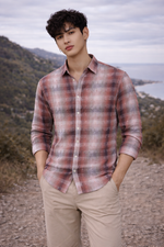 REBELAW Textured Check Cotton Regular Fit Shirt