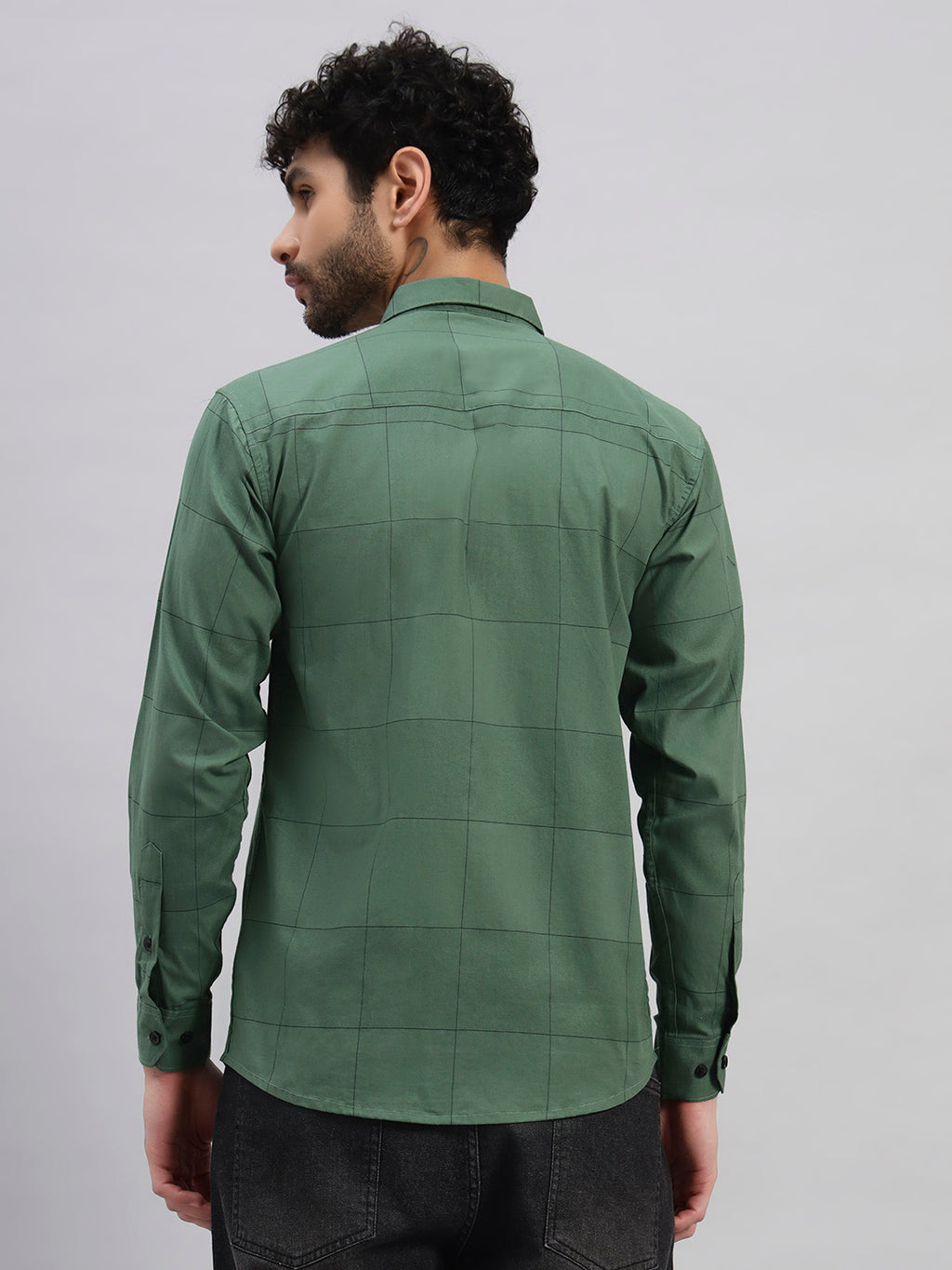 Sage Green Cotton Printed Full Sleeve Shirt