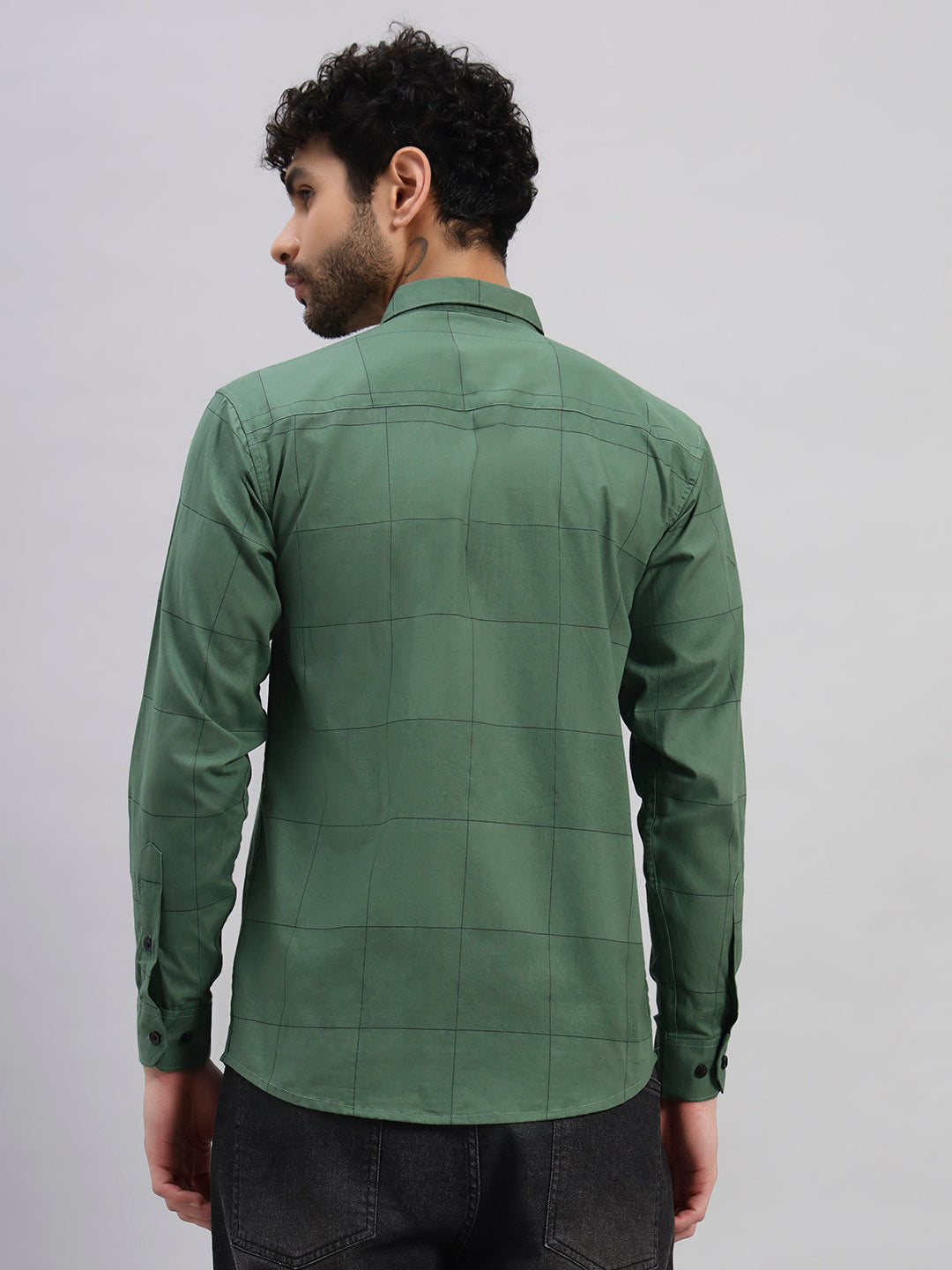 Sage Green Cotton Printed Full Sleeve Shirt