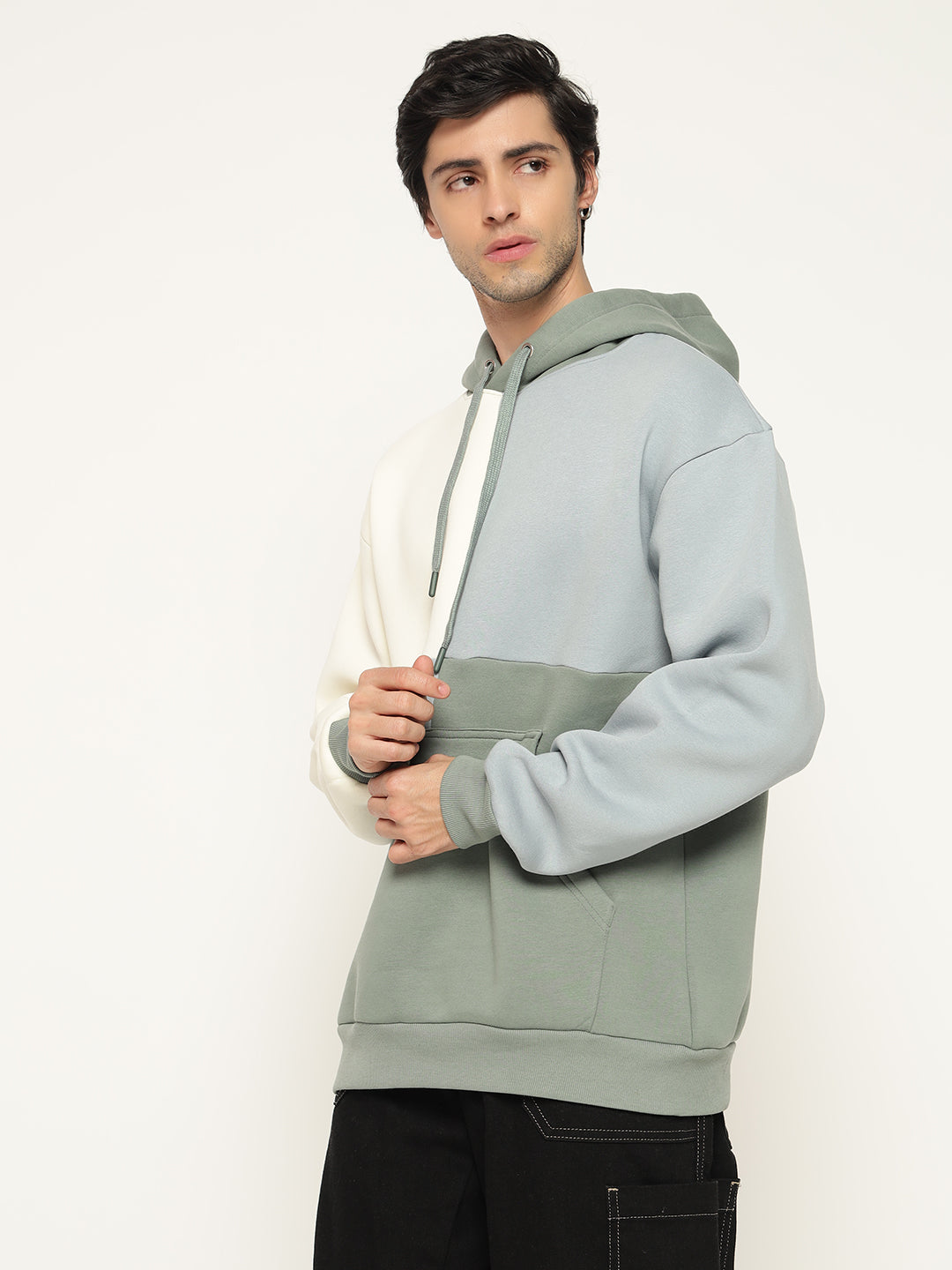 Men’s Colour Block Patch Hoodie – Full Sleeve