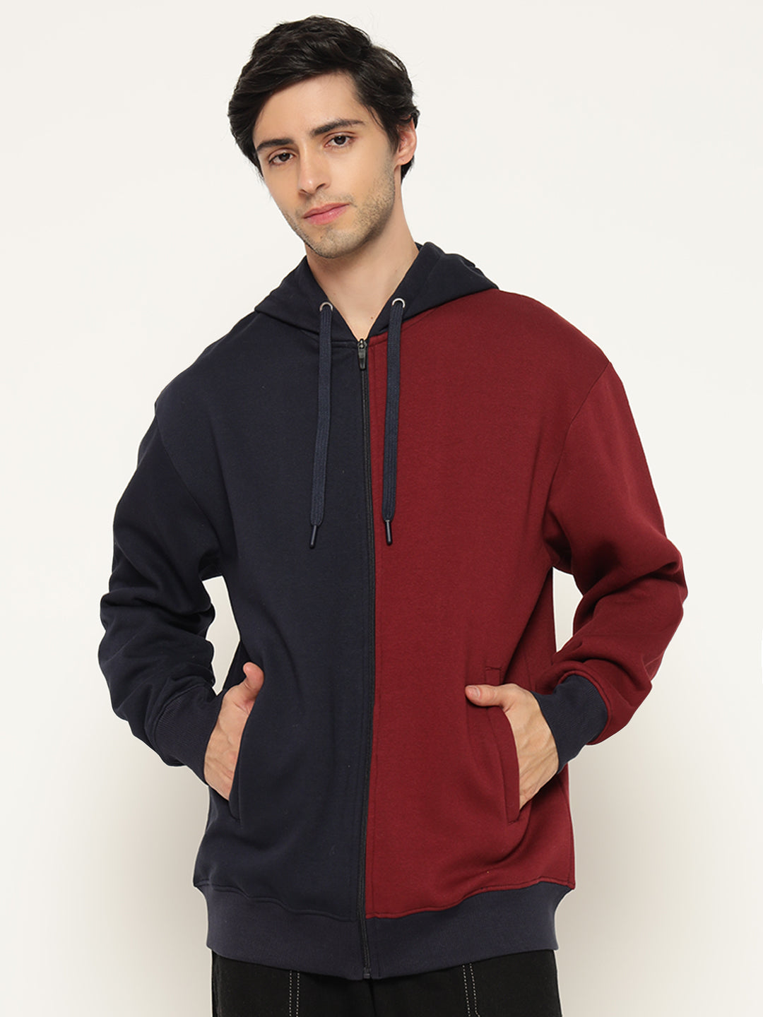 Men’s Colour Block Patch Hoodie – Full Sleeve