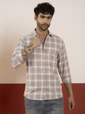 Brown Checks Back Printed Full Sleeve Shirt