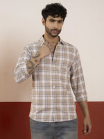 Brown Checks Back Printed Full Sleeve Shirt