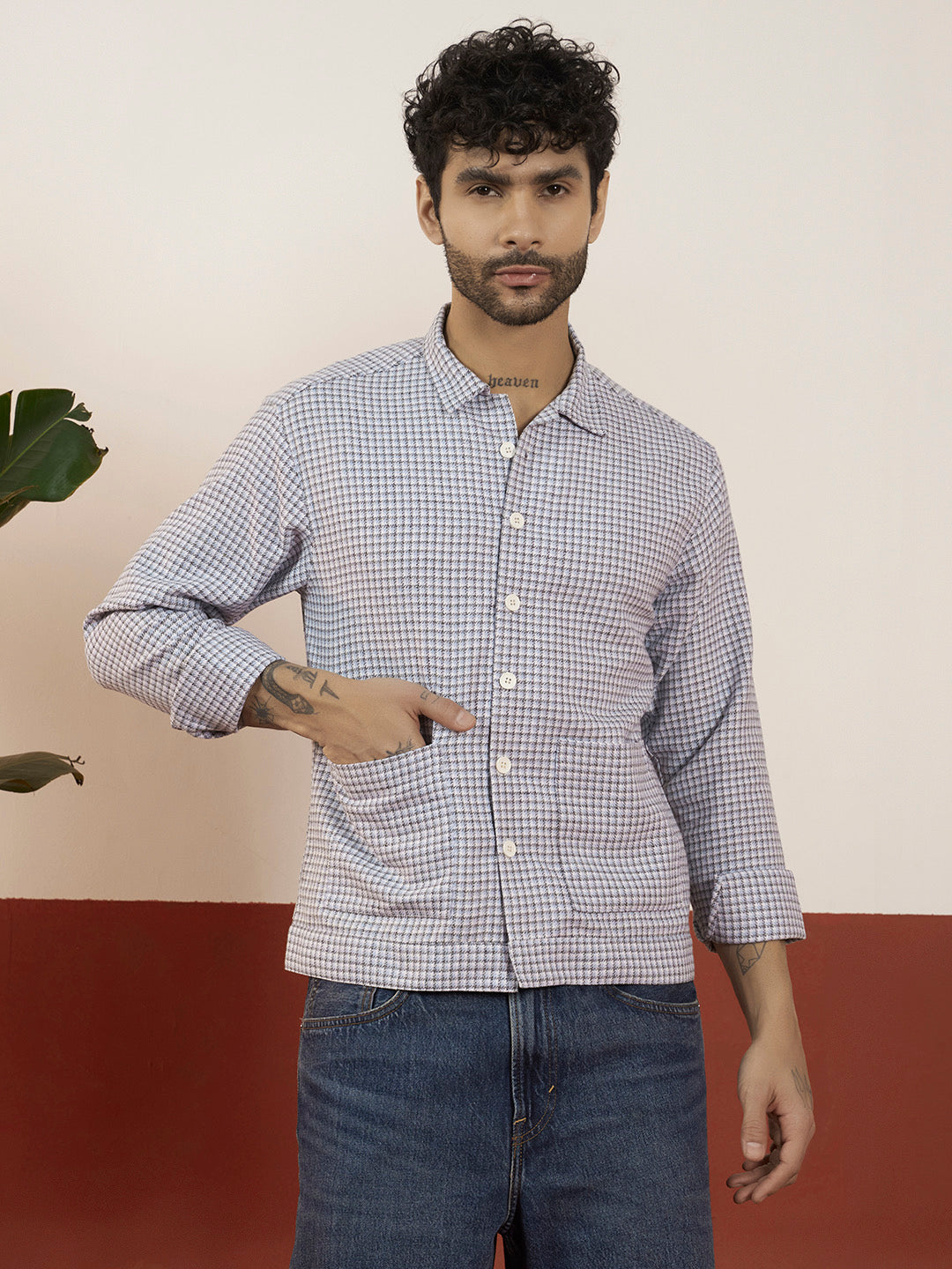 Men’s Cotton Checkered shacket