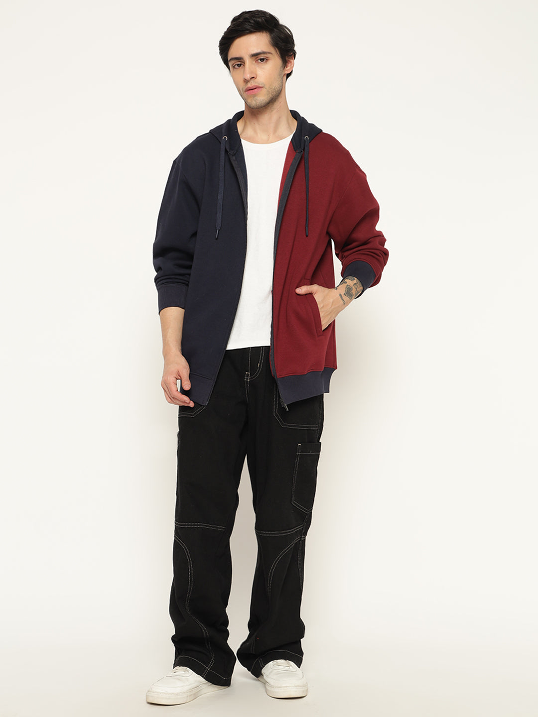 Men’s Colour Block Patch Hoodie – Full Sleeve