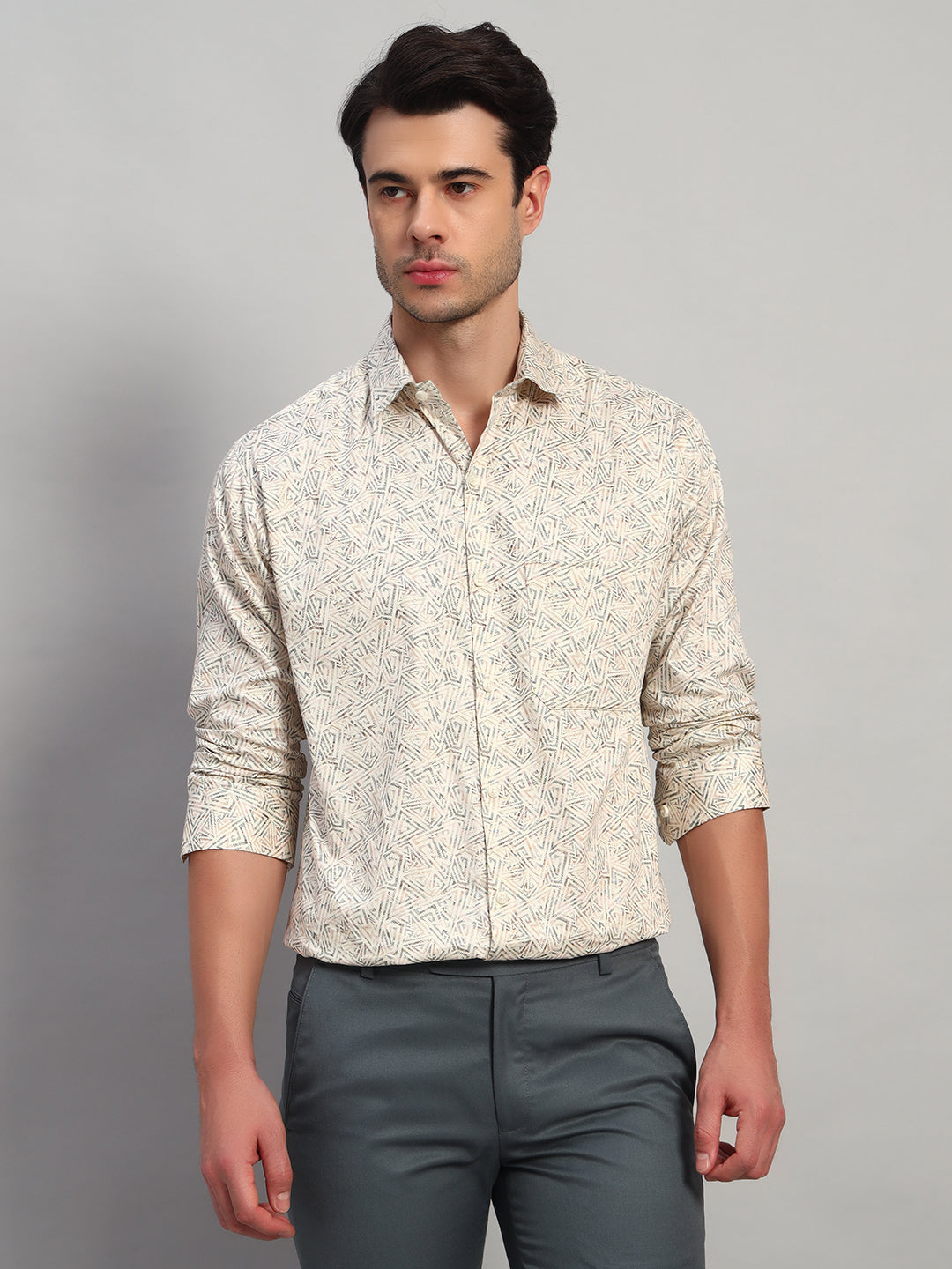 REBELAW Satin Printed Full Sleeve Shirt – Regular Fit