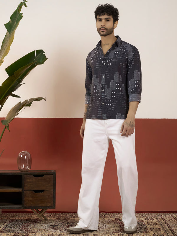 City Pattern Black Shirt