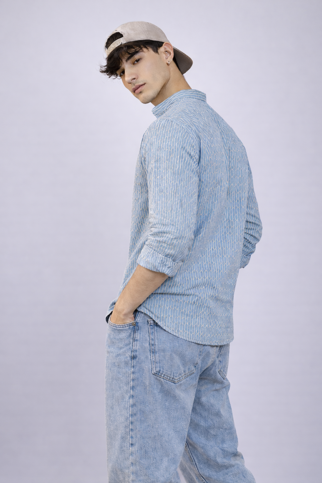 Textured Blue Short Kurta