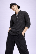 Textured Black Short Kurta