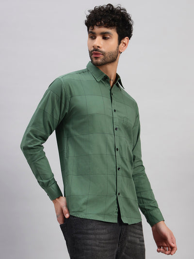 Sage Green Cotton Printed Full Sleeve Shirt