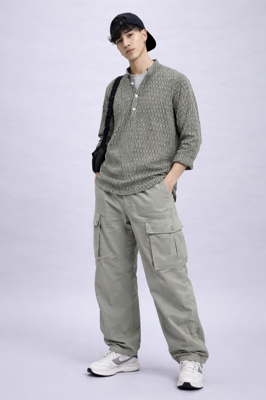 Textured Bottle Green Short Kurta