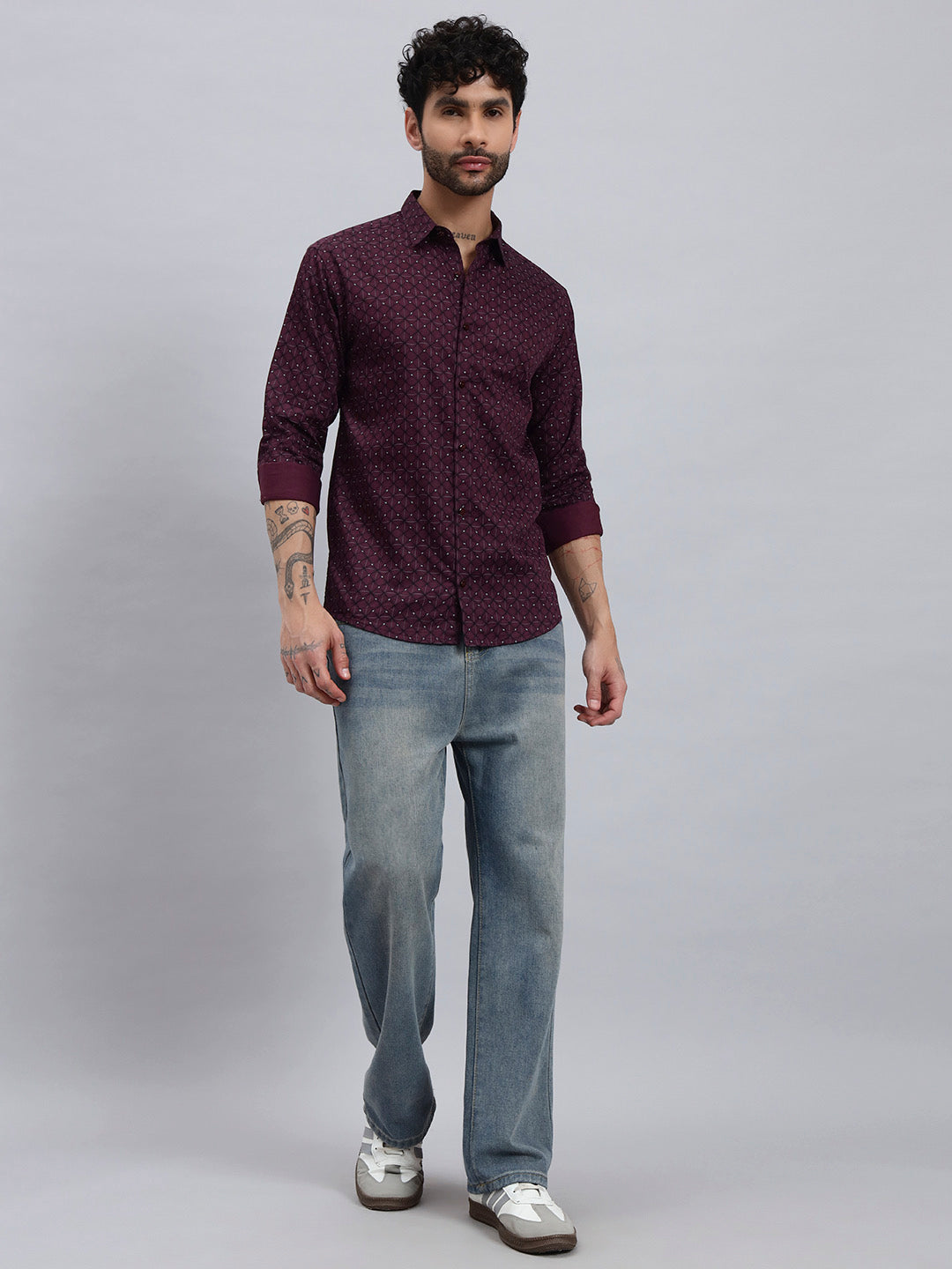 Men’s Satin Cotton Printed Shirt – Regular Fit