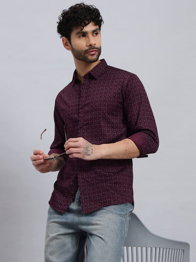 Men’s Satin Cotton Printed Shirt – Regular Fit