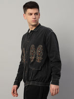 Classic Washed Embroidered Oversized Cotton Jacket