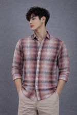 REBELAW Textured Check Cotton Regular Fit Shirt