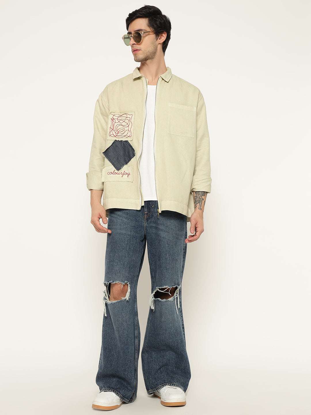 REBELAW Dyed Patchwork Oversized Cotton Jacket