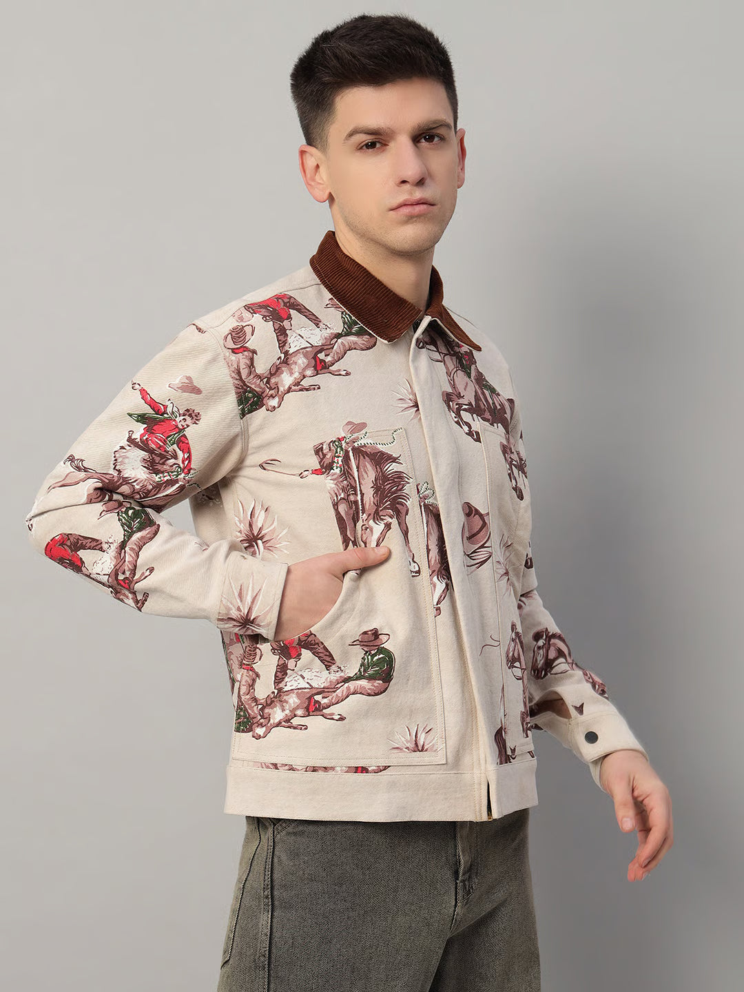 Western Trail Cowboy Printed Cotton Twill Jacket