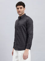 Men’s Satin Cotton Printed Shirt – Regular Fit