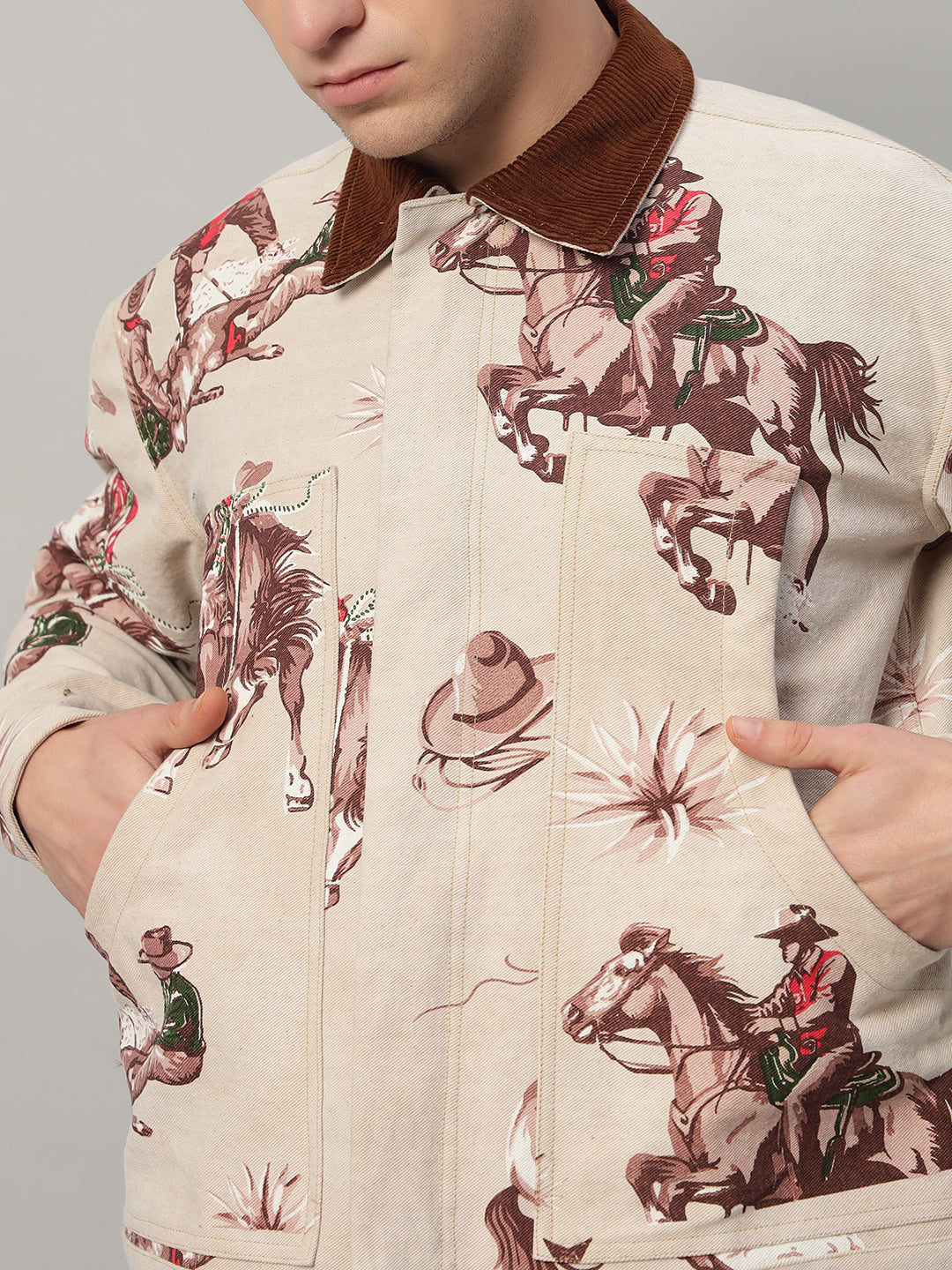 Western Trail Cowboy Printed Cotton Twill Jacket