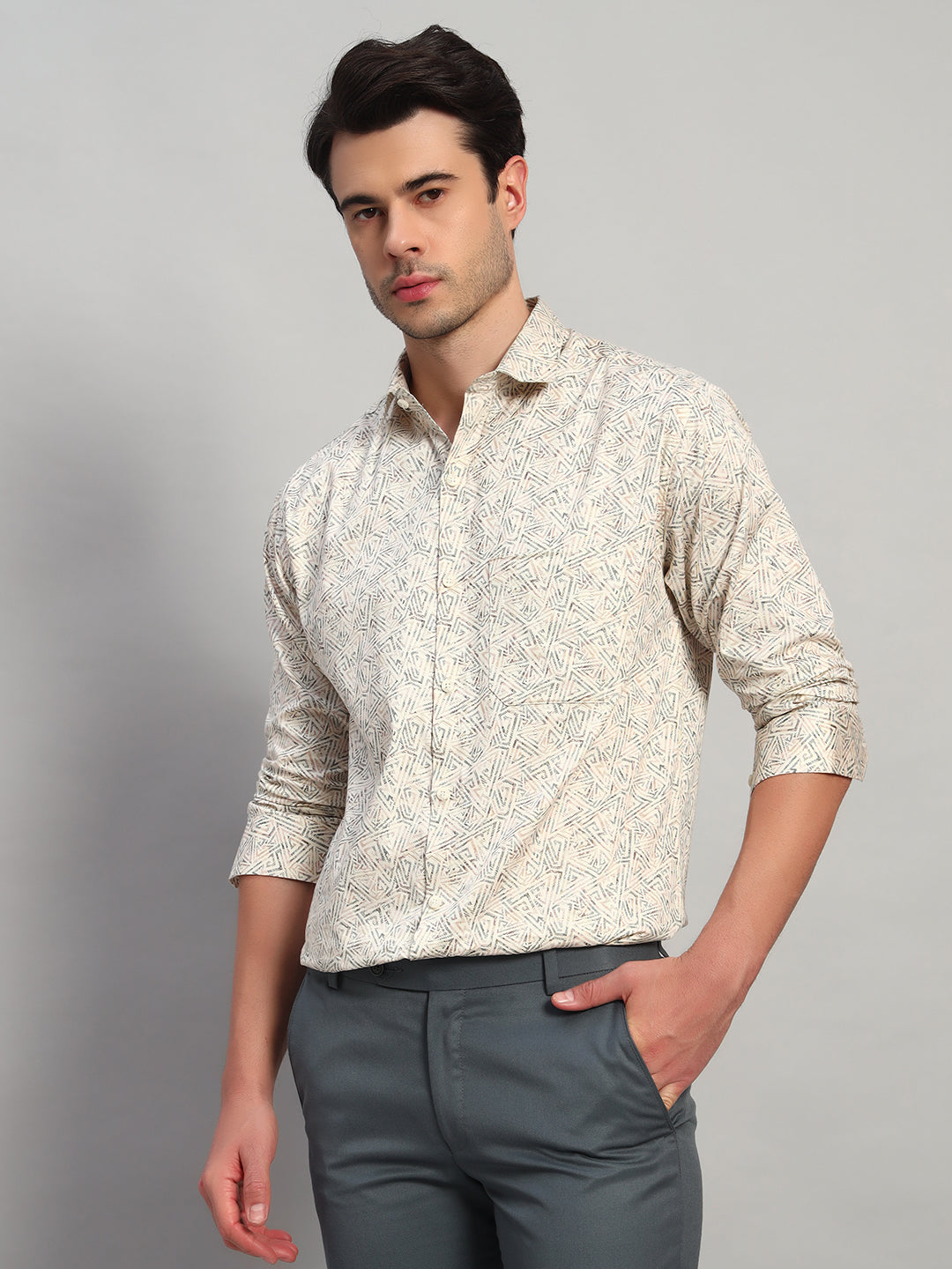 REBELAW Satin Printed Full Sleeve Shirt – Regular Fit