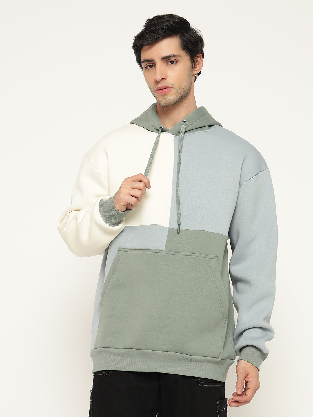 Men’s Colour Block Patch Hoodie – Full Sleeve