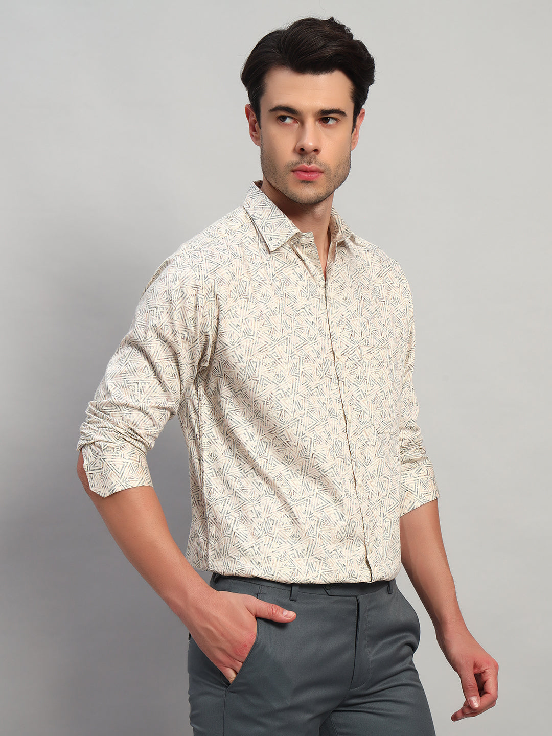 REBELAW Satin Printed Full Sleeve Shirt – Regular Fit