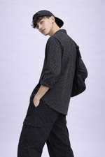 Textured Black Short Kurta