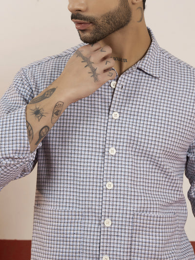 Ash Grey Cotton Check Shacket