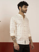 Off-White Satin Cotton Printed Shirt