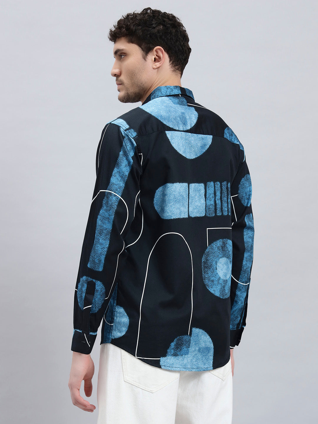Men’s Satin Cotton Printed Full Sleeve Shirt – Regular Fit