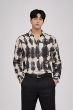 Men’s Satin Cotton Tie-Dye Printed Full Sleeve Shirt – Regular Fit