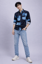 Men’s Satin Cotton Printed Full Sleeve Shirt – Regular Fit