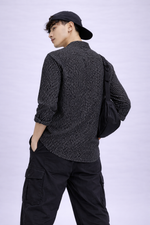 Textured Black Short Kurta